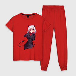 Пижама хлопковая женская Модеус смущена, цвет: красный