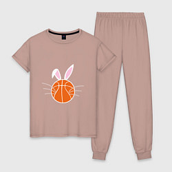 Пижама хлопковая женская Basketball Bunny, цвет: пыльно-розовый