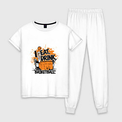 Пижама хлопковая женская Eat - Basketball, цвет: белый
