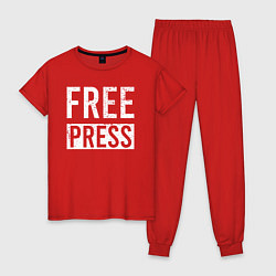 Пижама хлопковая женская Свободная пресса, цвет: красный