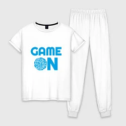 Пижама хлопковая женская Volleyball Game On, цвет: белый