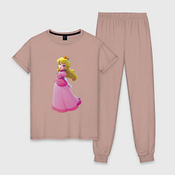 Пижама хлопковая женская Принцесса Персик Super Mario, цвет: пыльно-розовый