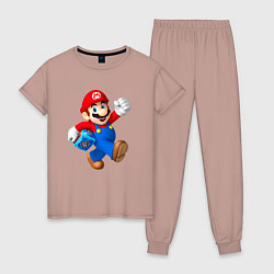 Пижама хлопковая женская Super Mario Hero!, цвет: пыльно-розовый