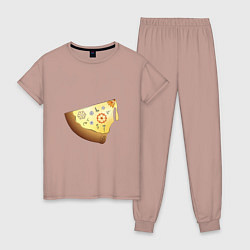 Пижама хлопковая женская Пицца в стиле стимпанк, цвет: пыльно-розовый