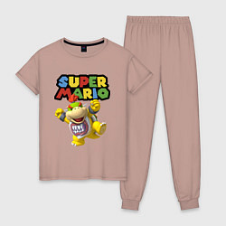 Пижама хлопковая женская Bowser Junior Super Mario, цвет: пыльно-розовый