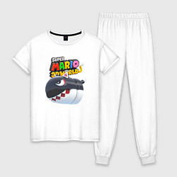 Пижама хлопковая женская Cat Bullet Bill Super mario 3D World Nintendo, цвет: белый