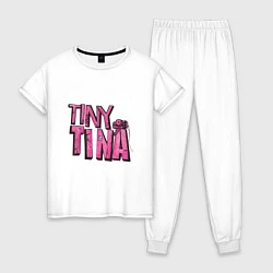 Пижама хлопковая женская Розовый логотип Крошки Тины с динамитом, цвет: белый