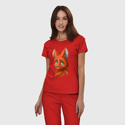 Пижама хлопковая женская Милая лисичка Cute fox, цвет: красный — фото 2