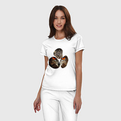 Пижама хлопковая женская Owl puzzle, цвет: белый — фото 2
