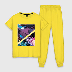 Пижама хлопковая женская Джотаро Куджо из ДжоДжо, цвет: желтый