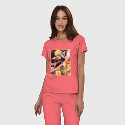 Пижама хлопковая женская Дио Брандо из ДжоДжо, цвет: коралловый — фото 2