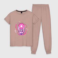 Пижама хлопковая женская МОНСТР И СОЛНЦЕ, цвет: пыльно-розовый