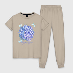 Женская пижама Сиреневая гортензия и бабочки Hydrangea