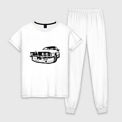 Пижама хлопковая женская Auto BMW, цвет: белый
