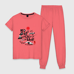 Пижама хлопковая женская RHCP альбомы, цвет: коралловый