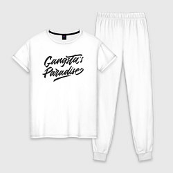 Пижама хлопковая женская Gangstas paradise, цвет: белый