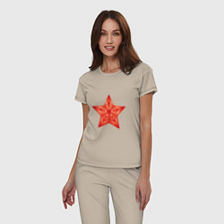 Пижама хлопковая женская Звезда векторная цвета миндальный — фото 2