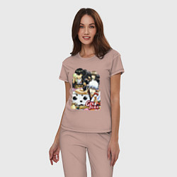 Пижама хлопковая женская Gintoki ice cream, цвет: пыльно-розовый — фото 2