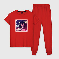 Пижама хлопковая женская Улыбка Альбедо, цвет: красный