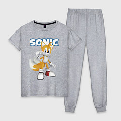 Пижама хлопковая женская Майлз Тейлз Прауэр Sonic Видеоигра, цвет: меланж