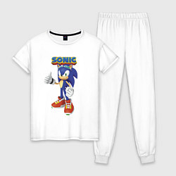 Пижама хлопковая женская Sonic Hedgehog Video game!, цвет: белый