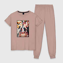 Пижама хлопковая женская Повар боец Сома арт, цвет: пыльно-розовый