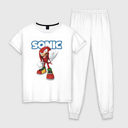 Пижама хлопковая женская Knuckles Echidna Sonic Video game Ехидна Наклз Вид, цвет: белый