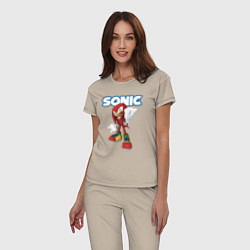 Пижама хлопковая женская Knuckles Echidna Sonic Video game Ехидна Наклз Вид, цвет: миндальный — фото 2