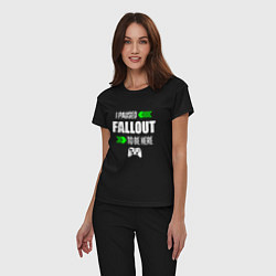 Пижама хлопковая женская Fallout I Paused, цвет: черный — фото 2