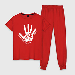 Пижама хлопковая женская Skillet rock, цвет: красный