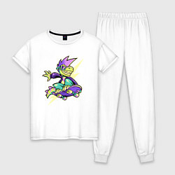Пижама хлопковая женская Cool Dino Skater Neon, цвет: белый