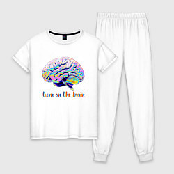 Пижама хлопковая женская Turn on the brain Включи мозги Неон Neon, цвет: белый