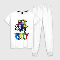 Пижама хлопковая женская POPPY PLAYTIME HAGGY WAGGY Mini Huggies, цвет: белый