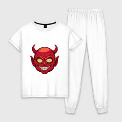 Пижама хлопковая женская Красный демон, цвет: белый