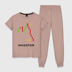 Пижама хлопковая женская Investor, цвет: пыльно-розовый
