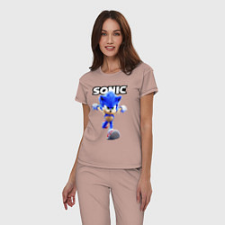 Пижама хлопковая женская Sonic the Hedgehog 2, цвет: пыльно-розовый — фото 2
