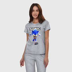 Пижама хлопковая женская Sonic the Hedgehog 2, цвет: меланж — фото 2