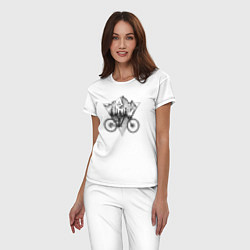 Пижама хлопковая женская Downhill ride bike, цвет: белый — фото 2