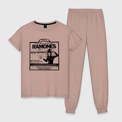 Пижама хлопковая женская Live at the Palladium, NY - Ramones, цвет: пыльно-розовый