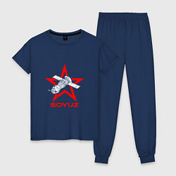 Пижама хлопковая женская Soyuz - Space, цвет: тёмно-синий