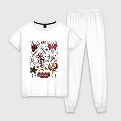 Пижама хлопковая женская STRANGER THINGS HFC, цвет: белый