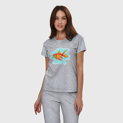 Пижама хлопковая женская Золотая рыбка Подводный мир, цвет: меланж — фото 2