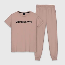 Пижама хлопковая женская Shinedown лого, цвет: пыльно-розовый
