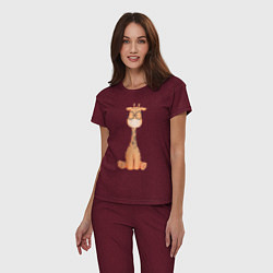 Пижама хлопковая женская Милый Жирафик В Очках, цвет: меланж-бордовый — фото 2
