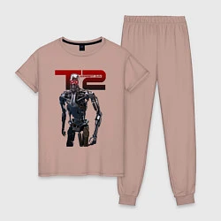 Пижама хлопковая женская Terminator 2 - T800, цвет: пыльно-розовый