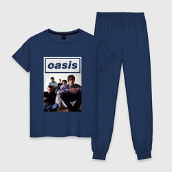 Пижама хлопковая женская Рок-группа OASIS, цвет: тёмно-синий