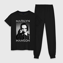 Пижама хлопковая женская Marilyn Manson фото, цвет: черный