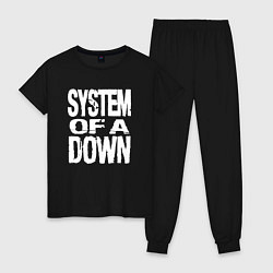 Пижама хлопковая женская System of a Down логотип, цвет: черный