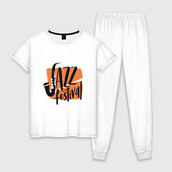 Пижама хлопковая женская Джазовый Фестиваль, цвет: белый