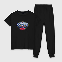 Пижама хлопковая женская Нью-Орлеан Пеликанс NBA, цвет: черный